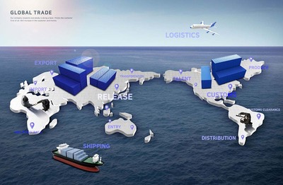 全球化贸易科技商务地球物流海报背景PSD分层模板